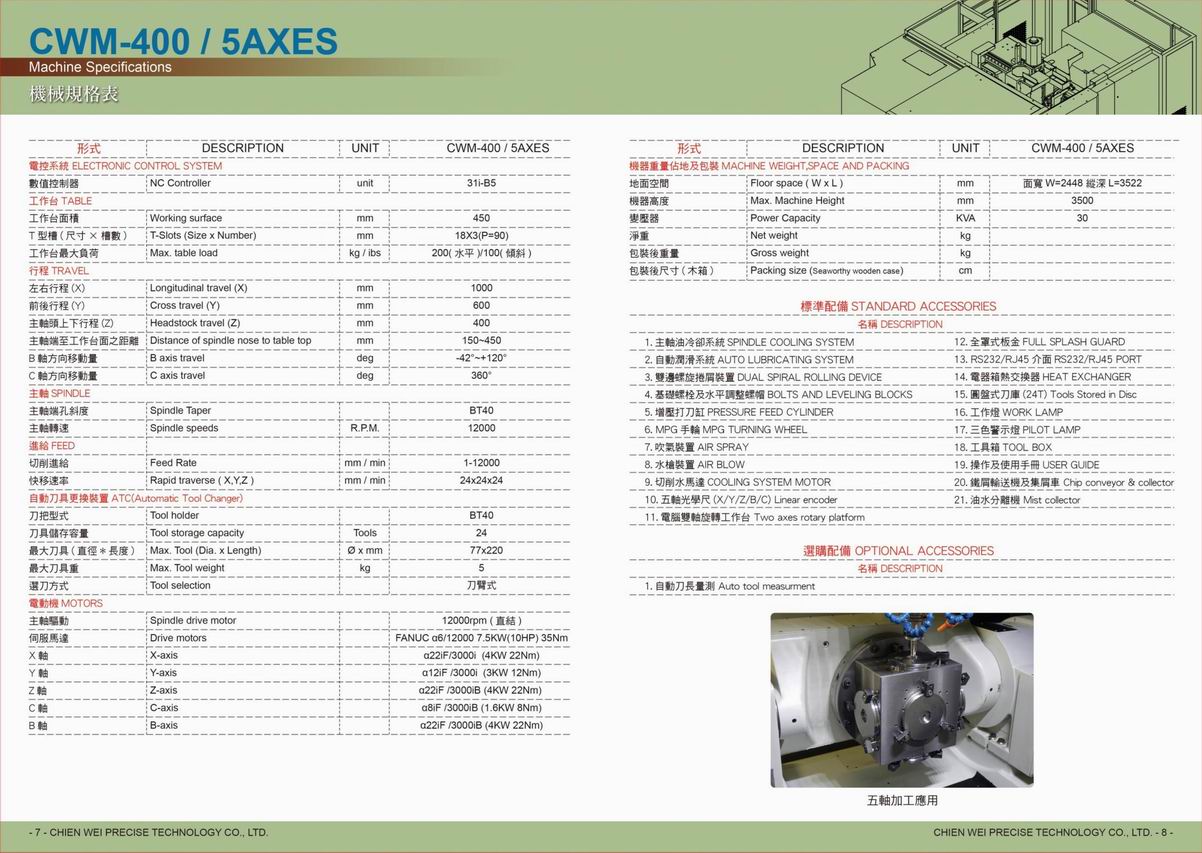 中国台湾建韦 CHIENWEI 加工中心机目录