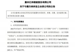 亿纬锂能与德方纳米设立合资公司，将专注于生产磷酸铁锂