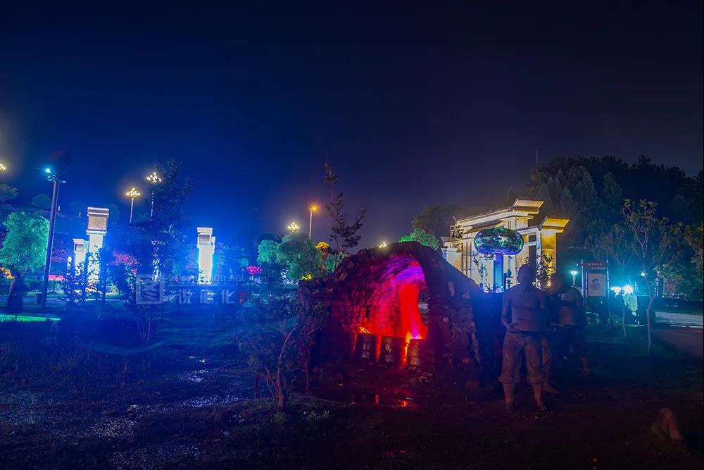 福建泉州德化县陶瓷博物馆片区开放夜景灯光秀