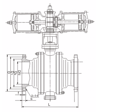 气动固定球阀技术参数及安装尺寸表