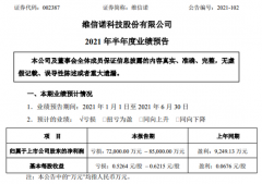 维信诺发布半年度业绩预告，预计亏损7.2亿元-8.5亿元，OLED产品销售额同比增长