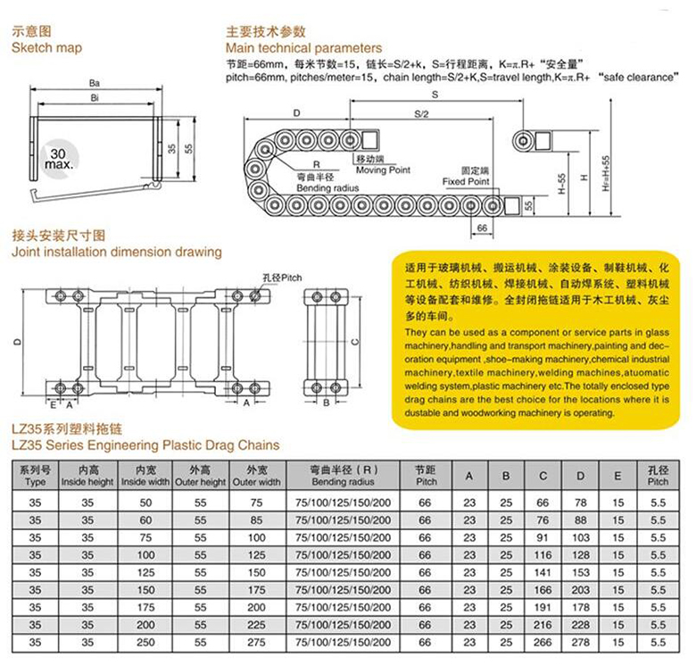 LZ塑料拖链的结构