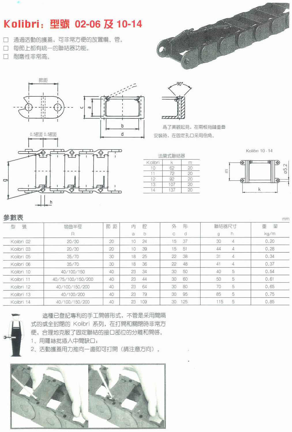 kolibri全封闭式塑料拖链