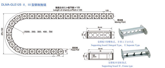 河北DLMA-GLE125型钢制拖链