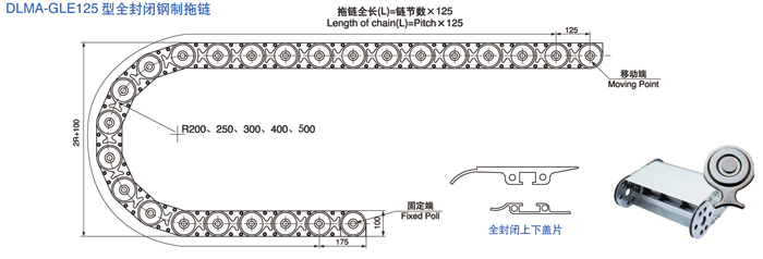 河北DLMA-GLE125型钢制拖链