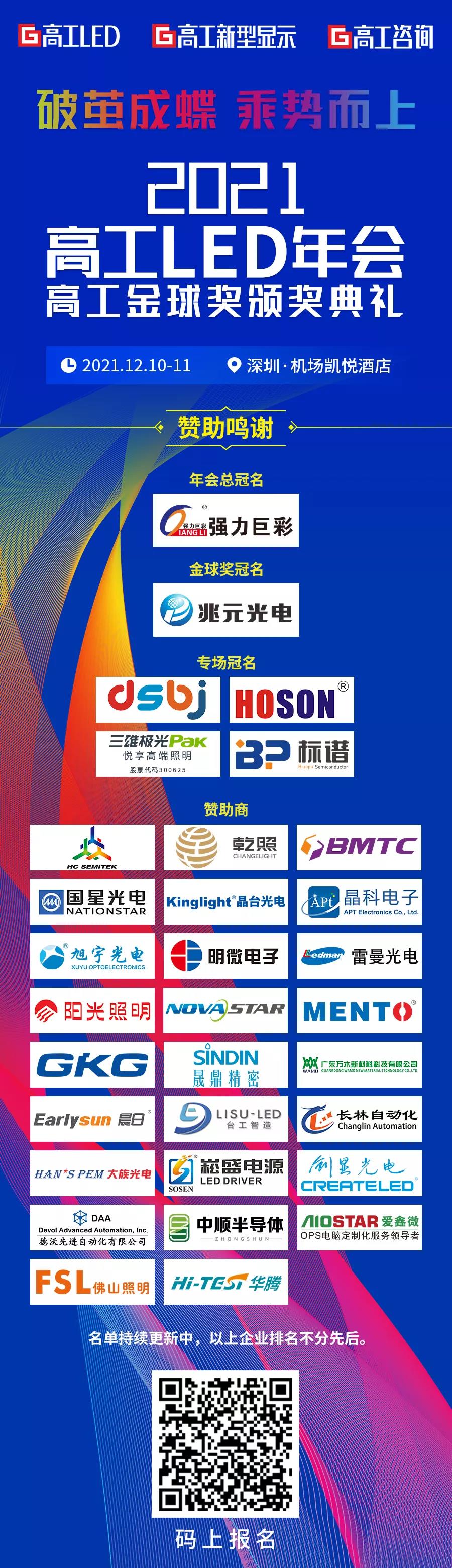 【强力巨彩总冠名】这些企业倾情支持2021高工LED年会