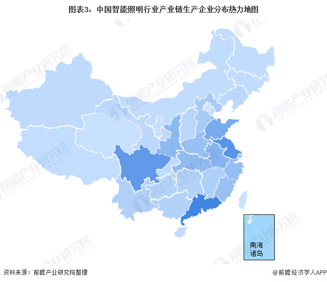 智能照明行业产业链全景梳理及区域热力地图 