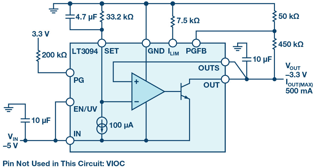 负线性稳压器在 1 MHz 下具有 0.8 μV RMS 噪声和 74 dB 电源抑制比 负线性稳压器在 1 MHz 下具有 0.8 μV RMS 噪声和 74 dB 电源抑制比
