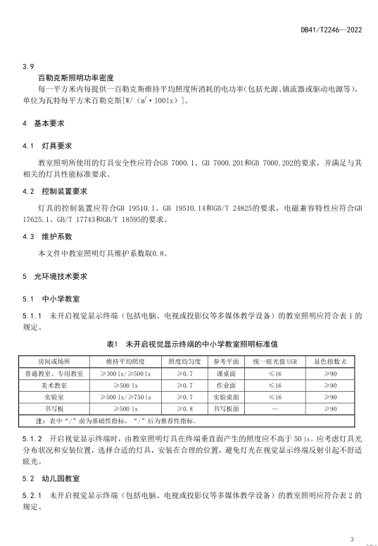 河南发布《中小学及幼儿园教室照明技术规范》