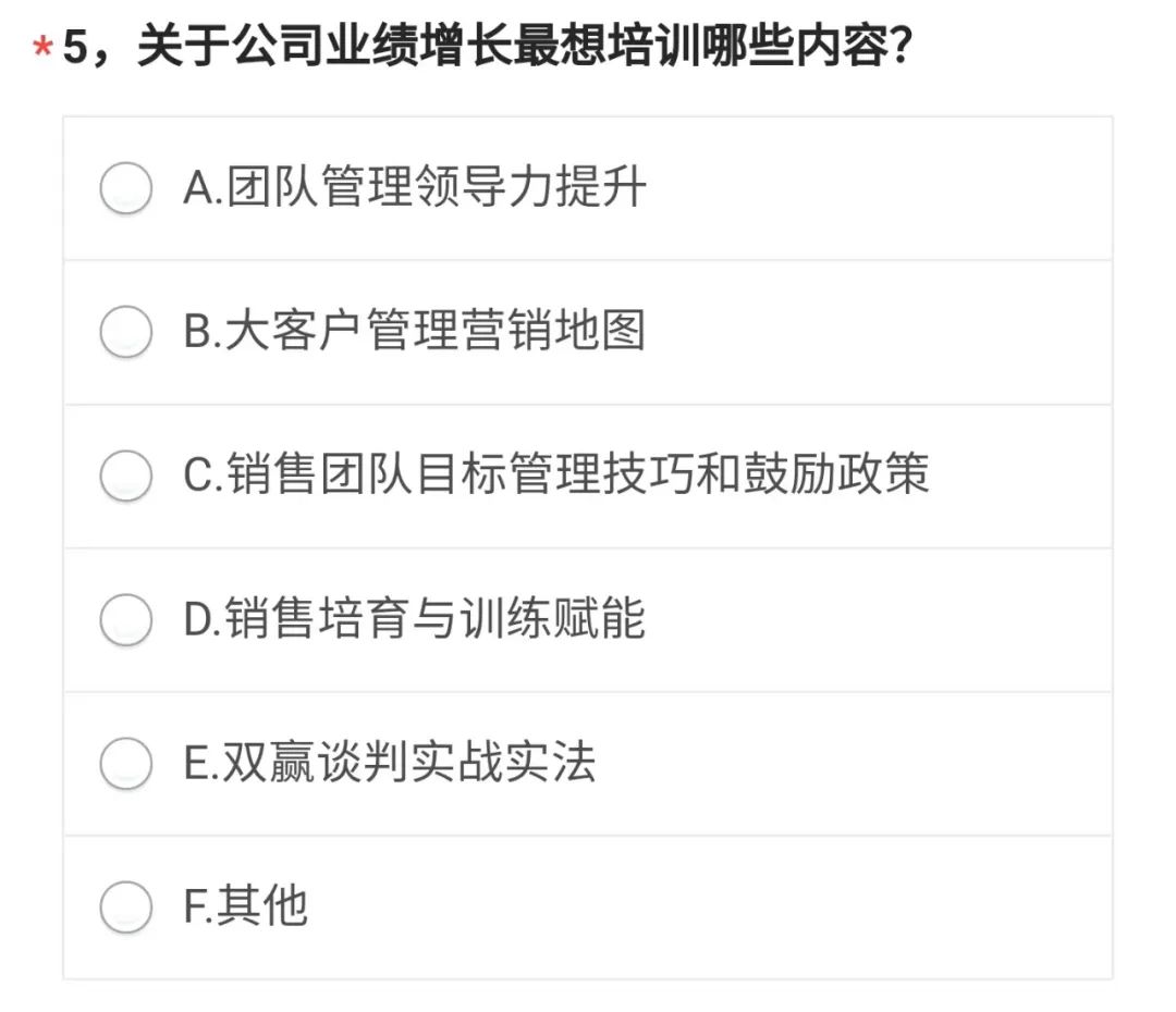 照明企业营销技巧培训需求调查问卷