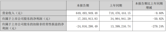 瑞丰光电上半年营收6.49亿元，同比预减9.60% 