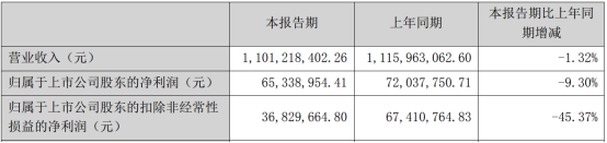 三雄极光上半年营收11.01亿元，同比预减1.32% 