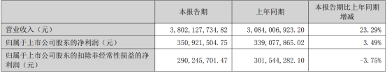 蔚蓝锂芯上半年营收38.02亿元，同比预增23.29% 