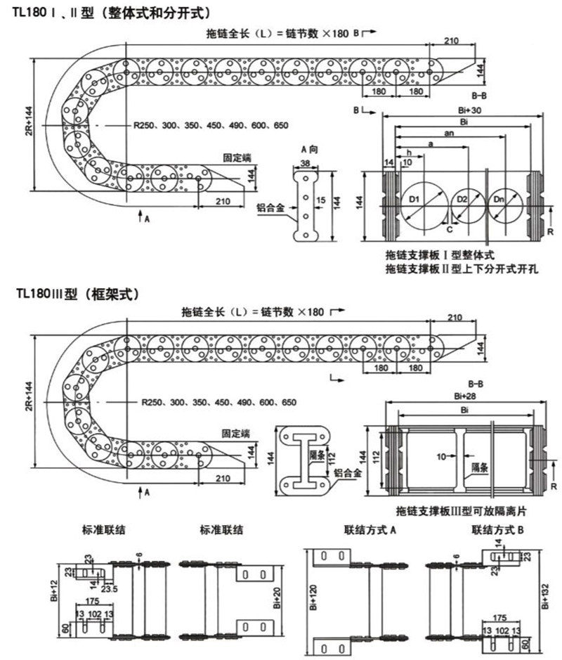 TL180钢制拖链，不锈钢拖链，TL125钢制拖链