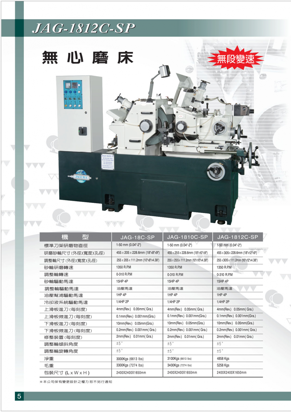 乔佳JAGURA无心磨床JAG-20C-SP JAG-20C