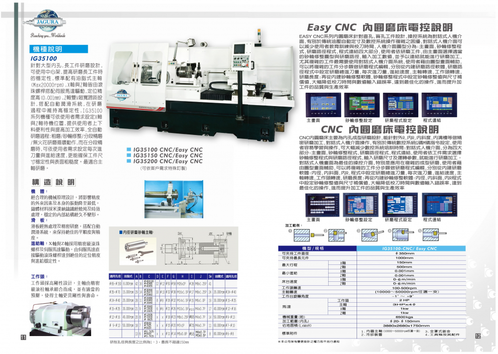 乔佳JAGURA内外圆磨床JAG-ICG2512 ，2012