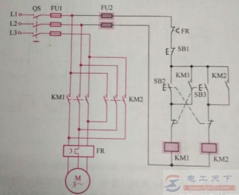 一例按钮连锁的电动机正反转控制线路