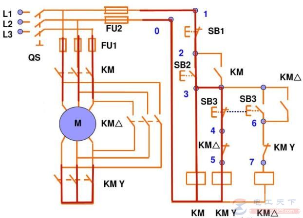 一例星三角降压启动的电路图及运行原理 一例星三角降压启动的电路图及运行原理