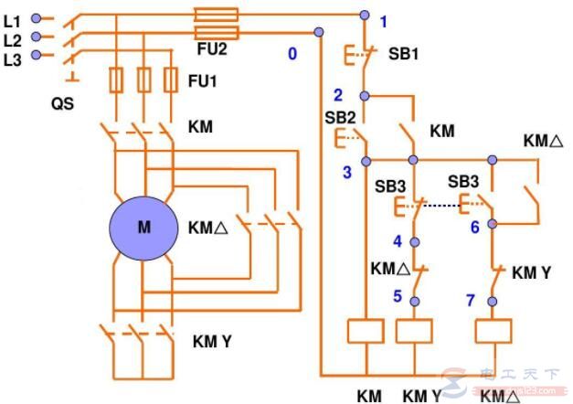 一例星三角降压启动的电路图及运行原理 一例星三角降压启动的电路图及运行原理