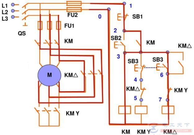 一例星三角降压启动的电路图及运行原理 一例星三角降压启动的电路图及运行原理
