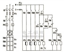 三相绕线式电动机转子串联电阻启动控制电路图