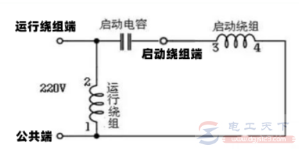 单相电机电容的四种接法