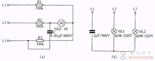二种自装交流电源相序指示器 二种自装交流电源相序指示器