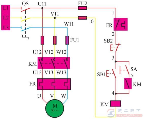 电动机连续与点动混合控制线路的工作过程图解 电动机连续与点动混合控制线路的工作过程图解