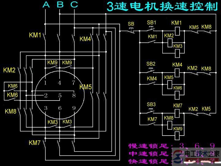 单相三速电机与三相三速电机的接线图