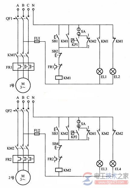 双电动机自动切换控制接线图及原理分析