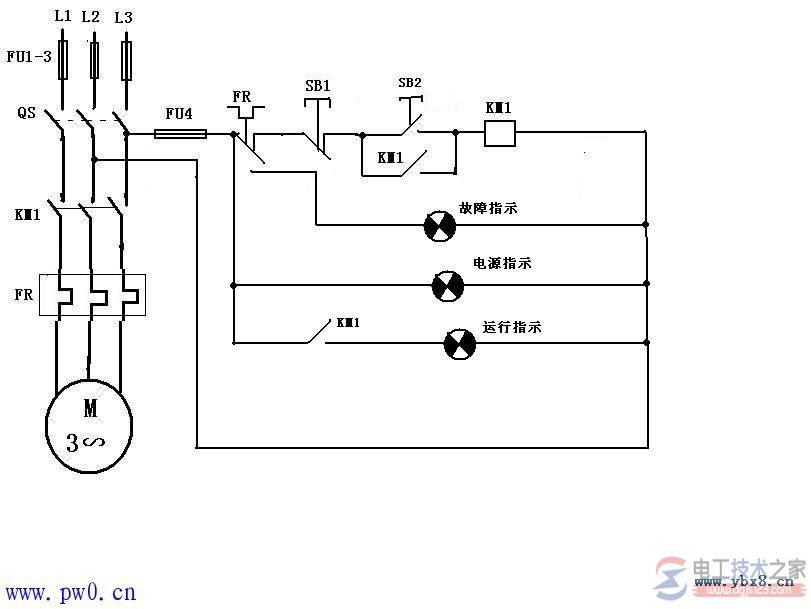 三相电动机直接启动控制线路的功能图解
