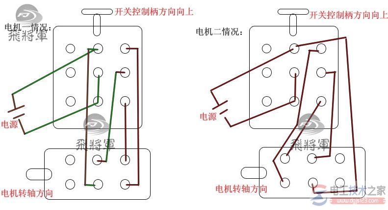 220v两相倒顺开关接线图与接线方法详解