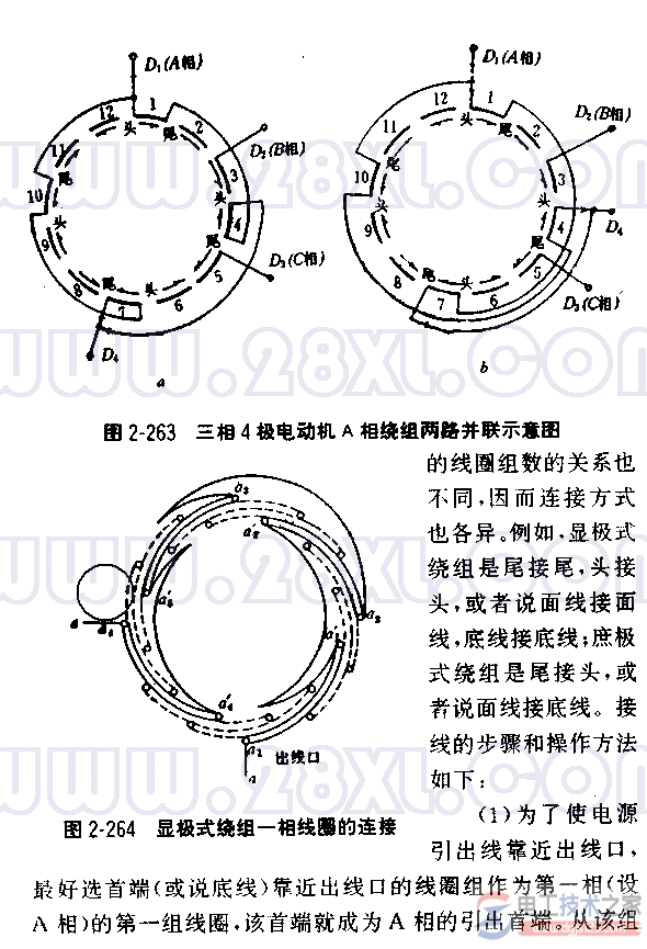 支路与同相绕组的并联连接方法