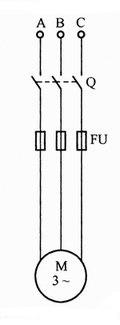 电动机单向旋转刀开关控制电路图与电路结构