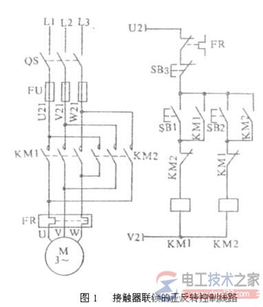 【图】交流接触器自锁电动机正转与反转控制电路图