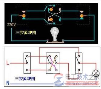 三控开关接线图与接线方法