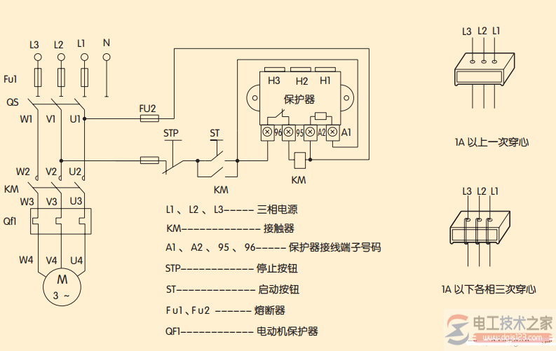 电动机保护器接线图与接线原理说明