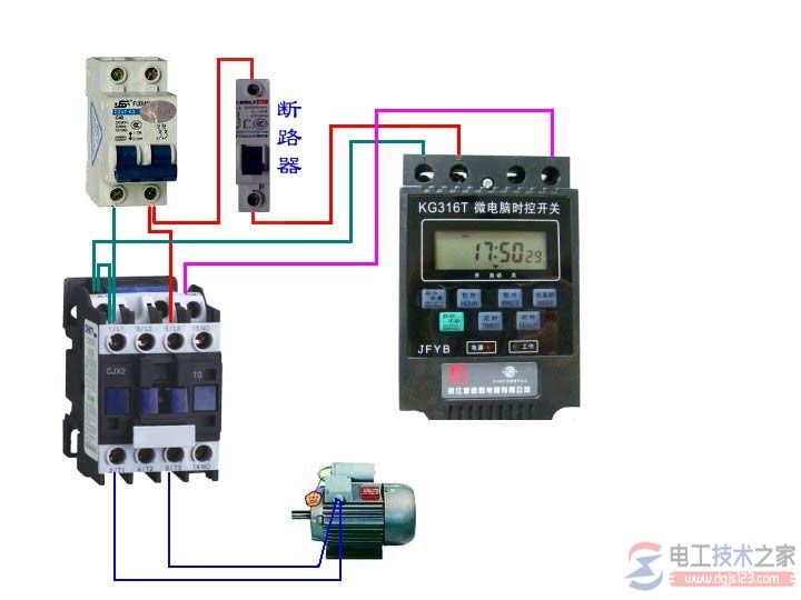 交流接触器微电脑时控开关的接线方法