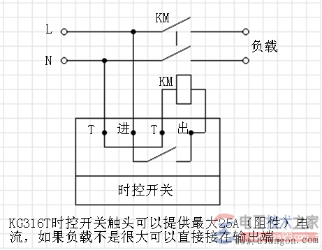 kg316t微电脑时控开关接线图与接线方法