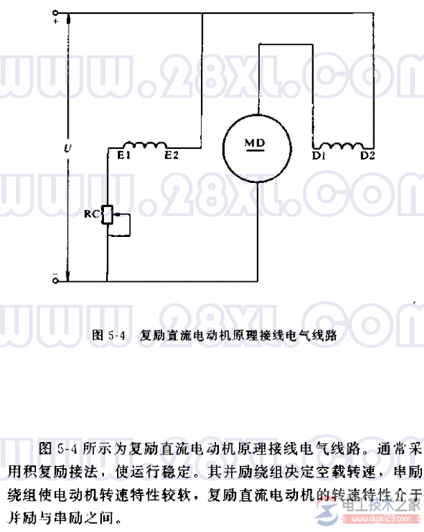 复励直流电动机原理接线电气线路的原理图解