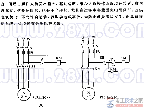 自起动的电动机禁止无失压保护的问题