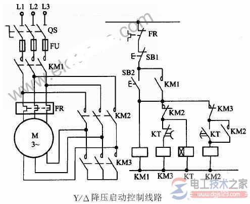 电机星三角启动的电路接线图