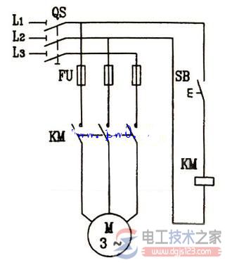 电动机点动与单向转动控制的电路接线图 电动机点动与单向转动控制的电路接线图