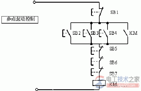 电动机多点控制电路实现电动机起停【图】