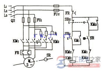 三相电动机单向启动与反接制动控制的电路原理
