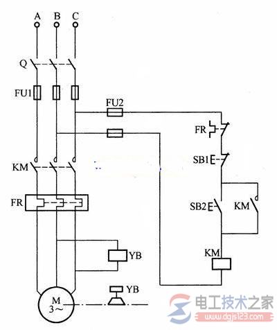 电磁抱闸电动机制动接线图与工作原理 电磁抱闸电动机制动接线图与工作原理
