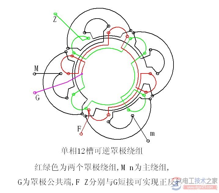 单相调速电机绕组接线图图例说明