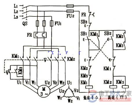 双速电动机的控制线路_鼠笼式异步电动机控制电路图