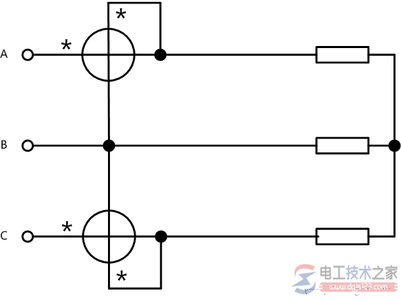 二瓦计法接线图及相位关系图