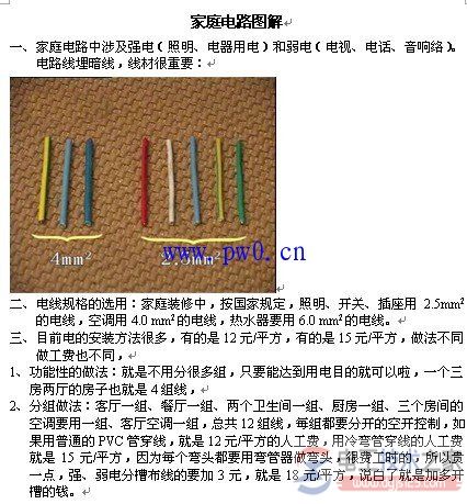 家庭电路施工安装图说明